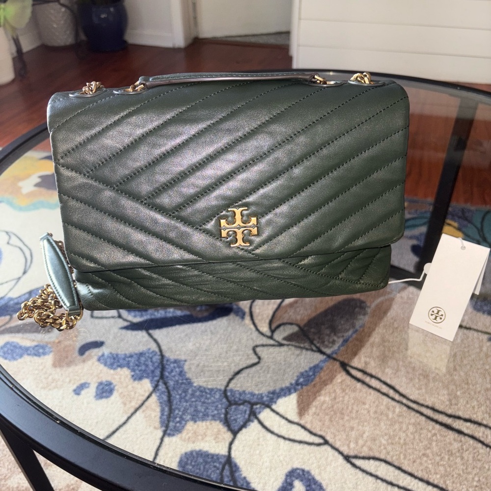 Tory Burch Kira Green chevron Bag Authentic